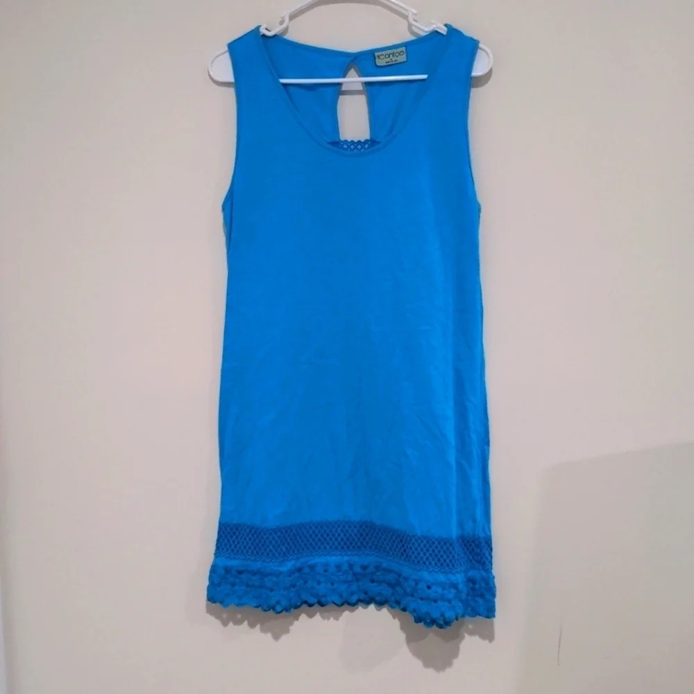 icantoo blue swim coverup dress size small‎